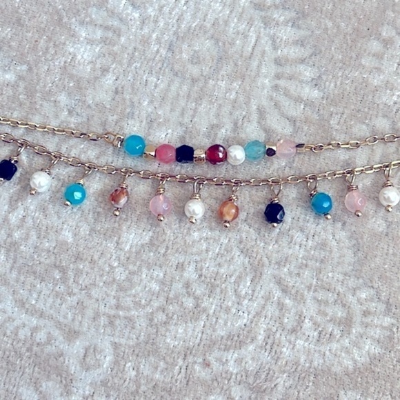 Brand New Bella Jack Gold Tone Double Chain Multicolored Bead Toggle Bracelet - Picture 13 of 16